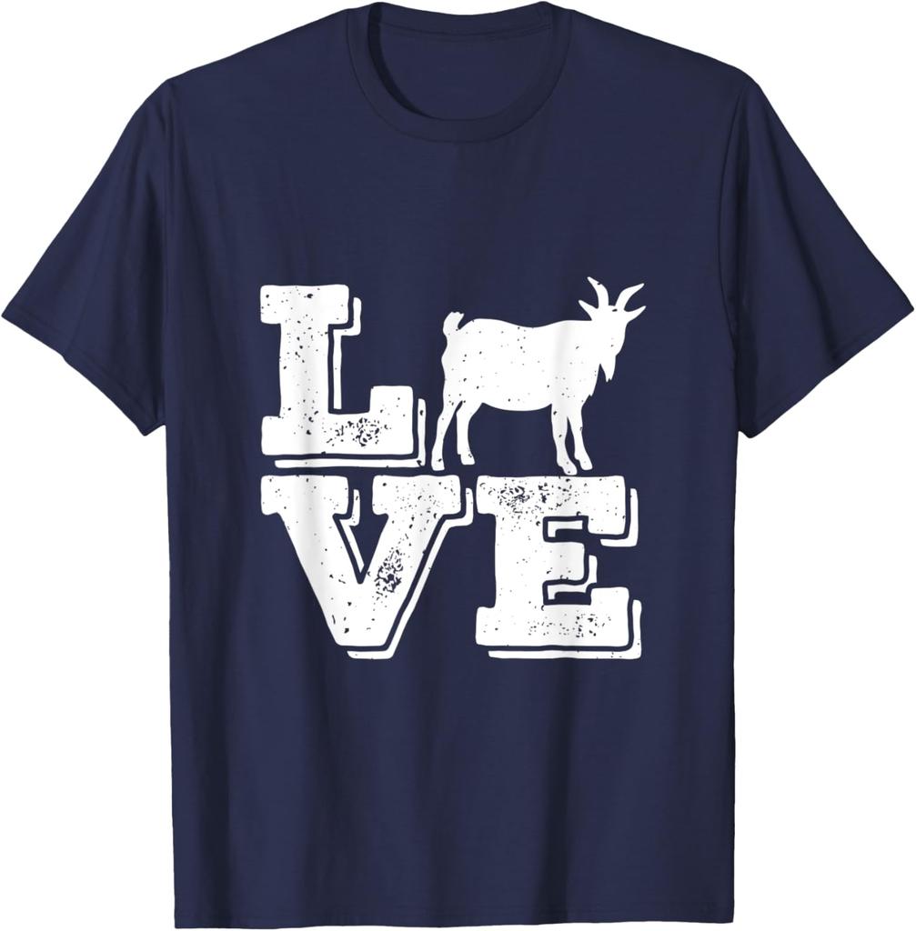 Goat Love Graphic Tee Men Funny Farm Animal Lover Casual Cotton TShirt