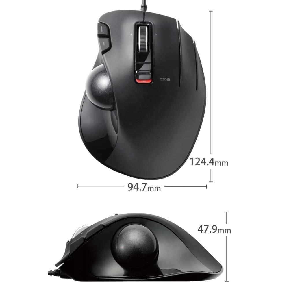Elecom USB Mouse Wired Trackball 6 Buttons Black M-XT3URBK