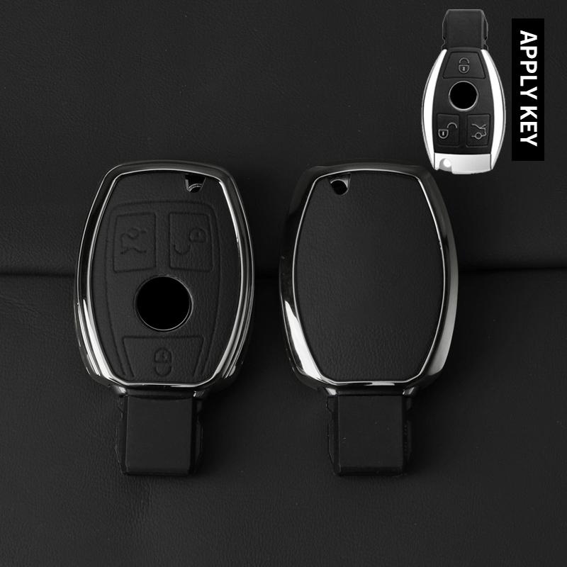 Metal Leather Car Key Case Cover For Mercedes Benz A B C E Class Gls Gla Glk Glc Cls Cla Amg W204 W205 W212 W463 W176 Keychain