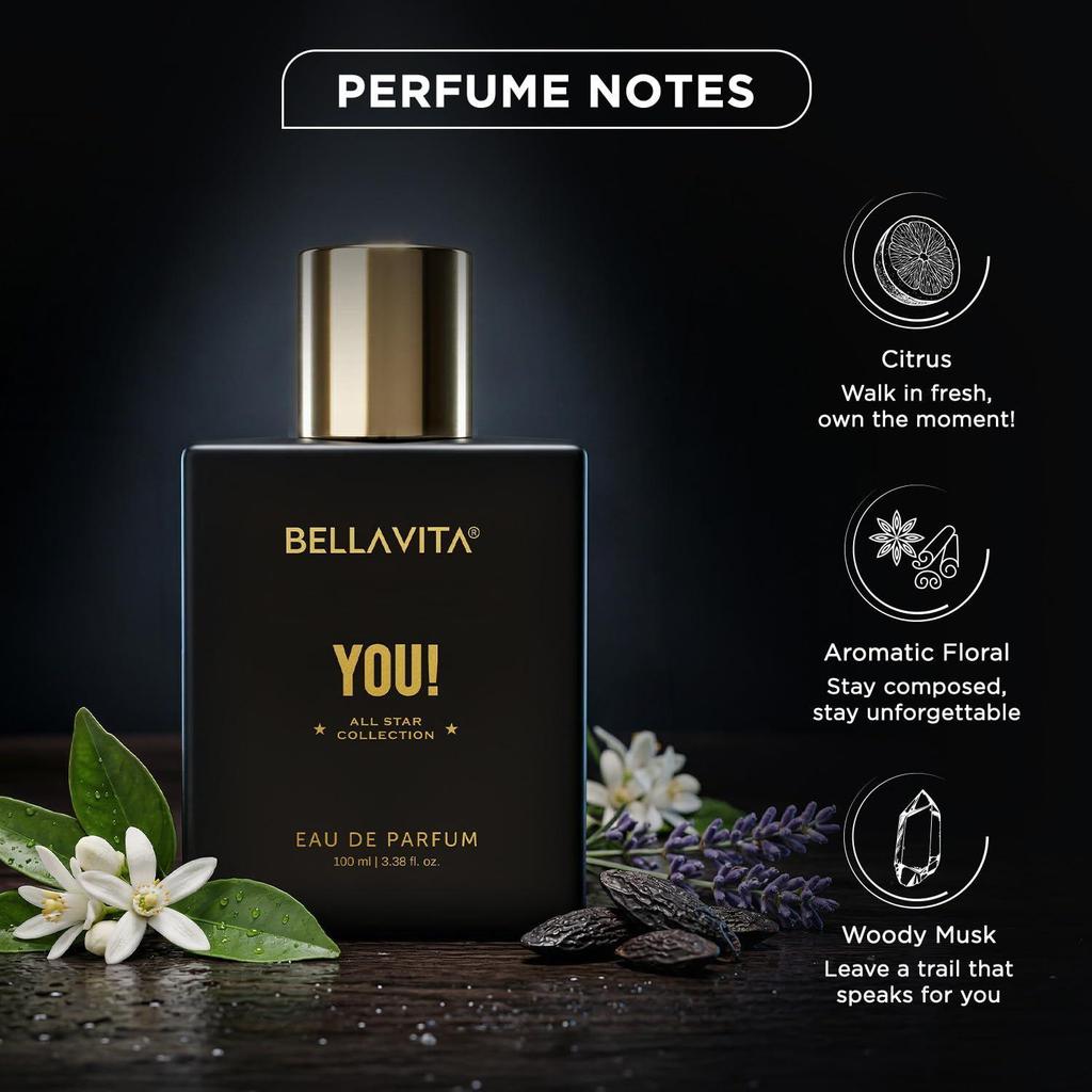BELLAVITA You EDP | Parfüm für den Mann | Langanhaltend | 100ml | Lavendel & Bergamotte Duft | Premium Parfüm für Männer