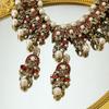 Meier Pearl Tassel Earrings Vintage Medieval Style Suit Earrings Necklace