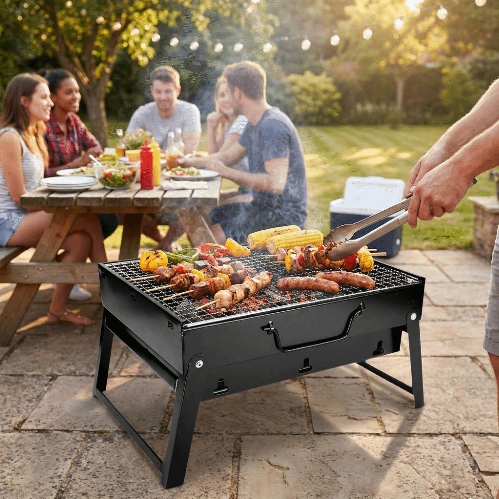 Space-saving BBQ Stove Small Grill Rack Barbecue Tool Camping Folding Carbon Grill Outdoor Cooking