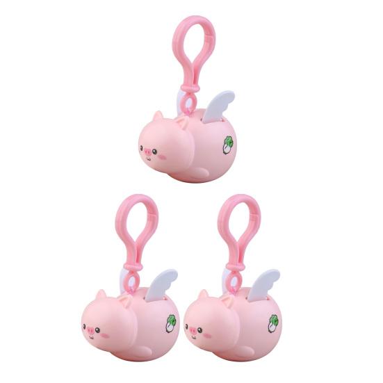 1/2Pcs Pig Keychain Pendant with Flapping Wings Pull String to Vibrate
