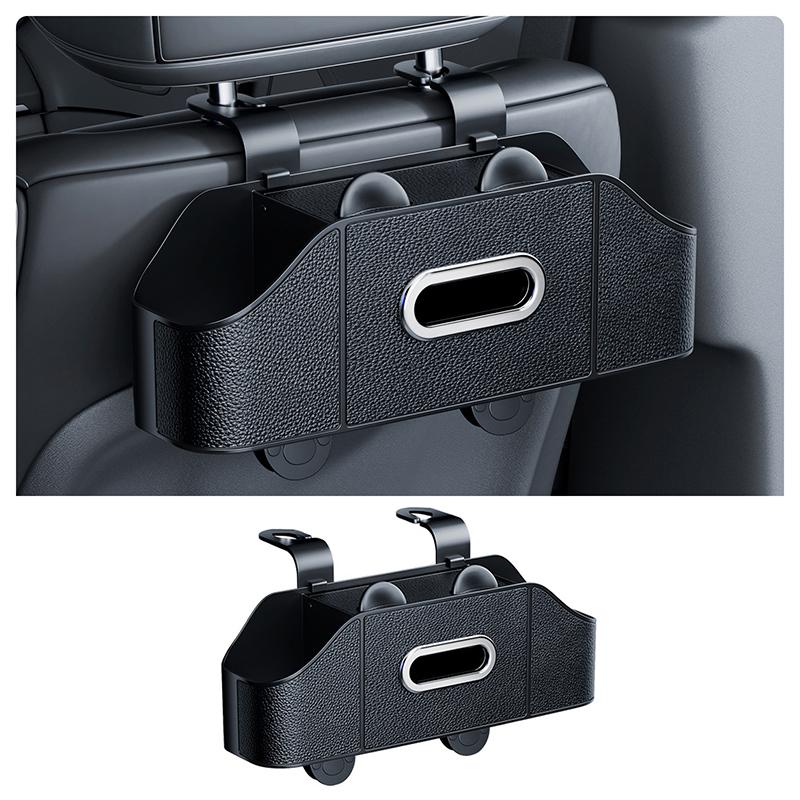 Multifunctional Car Back Seat Storage Organizer Scratch-Resistant Tissue Box With 2 Cup Holders Universal Stowing Space Tidying
