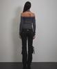 Bunteu Eyelet Halter Long Sleeve (Charcoal)