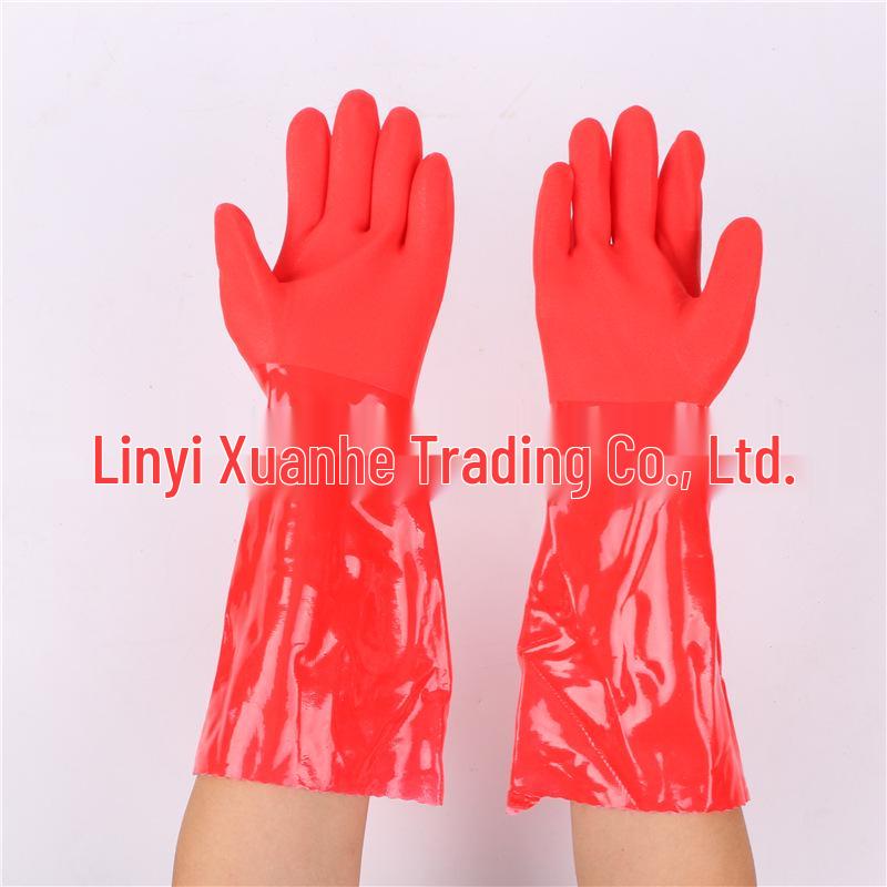 East Asia 802F-40CM Cold Protection PVC Washing Gloves with Cotton Wool Lining