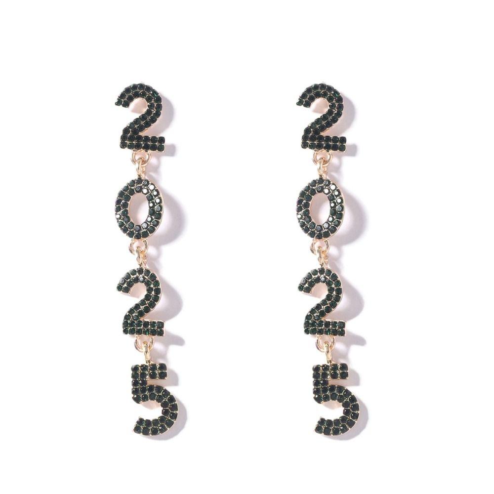 Aesthetic Happy New Year Earrings Rhinestone Crystal Party Earrings  Christmas