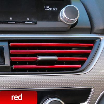 10× Car Accessories Red Air Conditioner Air Outlet Decoration Strip Cover