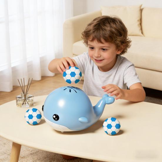 Electric Floating Ball Whale Toy with 2 Balls USB Rechargeable Babies Educational Whale Blowing Suspension Ball Interactive Toy Toddlers Boys Girls