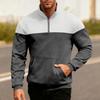 Herren Viertel-Reißverschluss Sweatshirt Color-Block Lässiger Pullover Mock-Neck Sweatshirt mit Kängurutasche für Herbst Winter Sport Party Straße