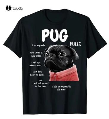 Cute Kawaii Funny Black Pug Dog Rules Gifts Unisex Unisex Kids Tshirt Funny Gift Unisexs Poloshirts