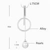 Women Fashion Imitation Pearl Circle Bar Pendant Sweater Chain Necklace Jewelry