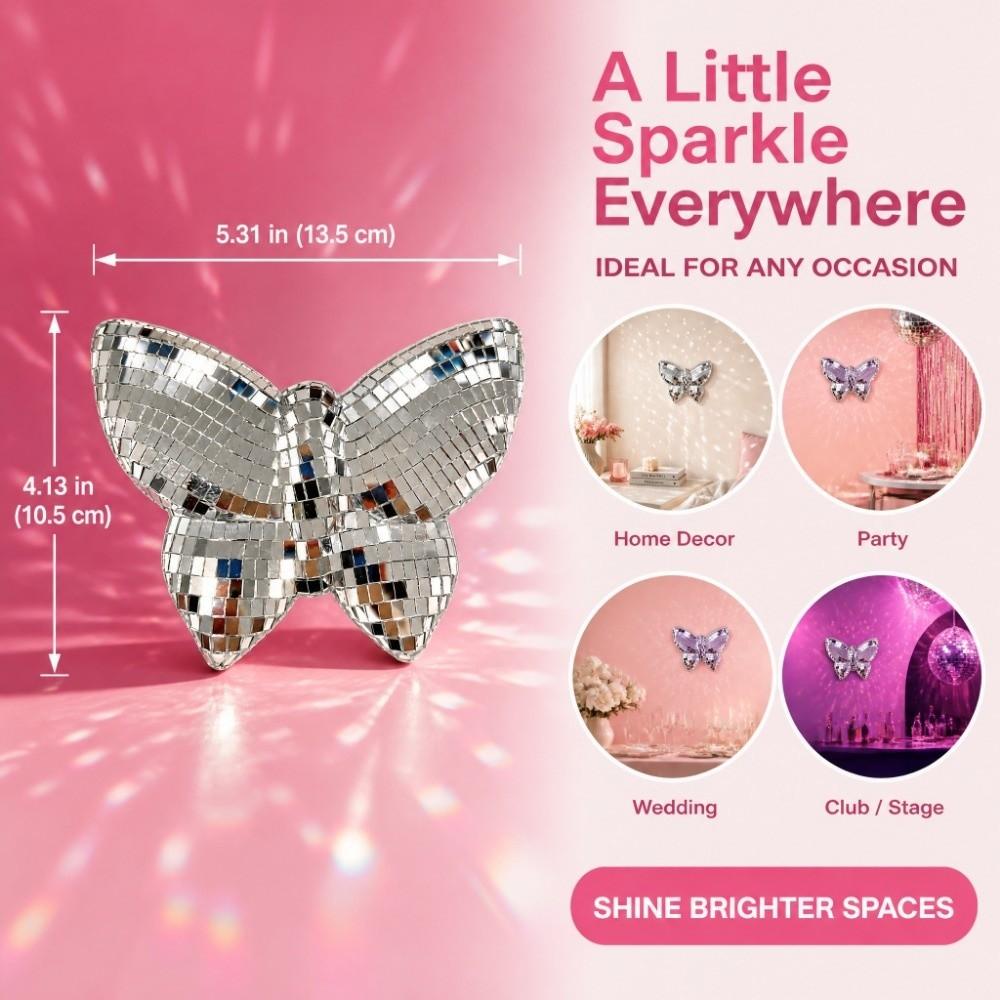 Reflective Surface Disco Mirror Ball 3D Butterfly Hemispherical Wall Decoration Party Supplies