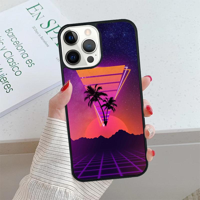 80s Retrowave Neon Palms Tree Phone Case Cover For iPhone 17 Air 15 16 16e 14 13 Pro 12 11 Pro Max For Apple PLUS Fundas Shell