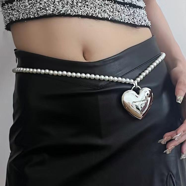 Pearl & Peach Heart Waist Chain - Light Luxury Sexy Body Accessory