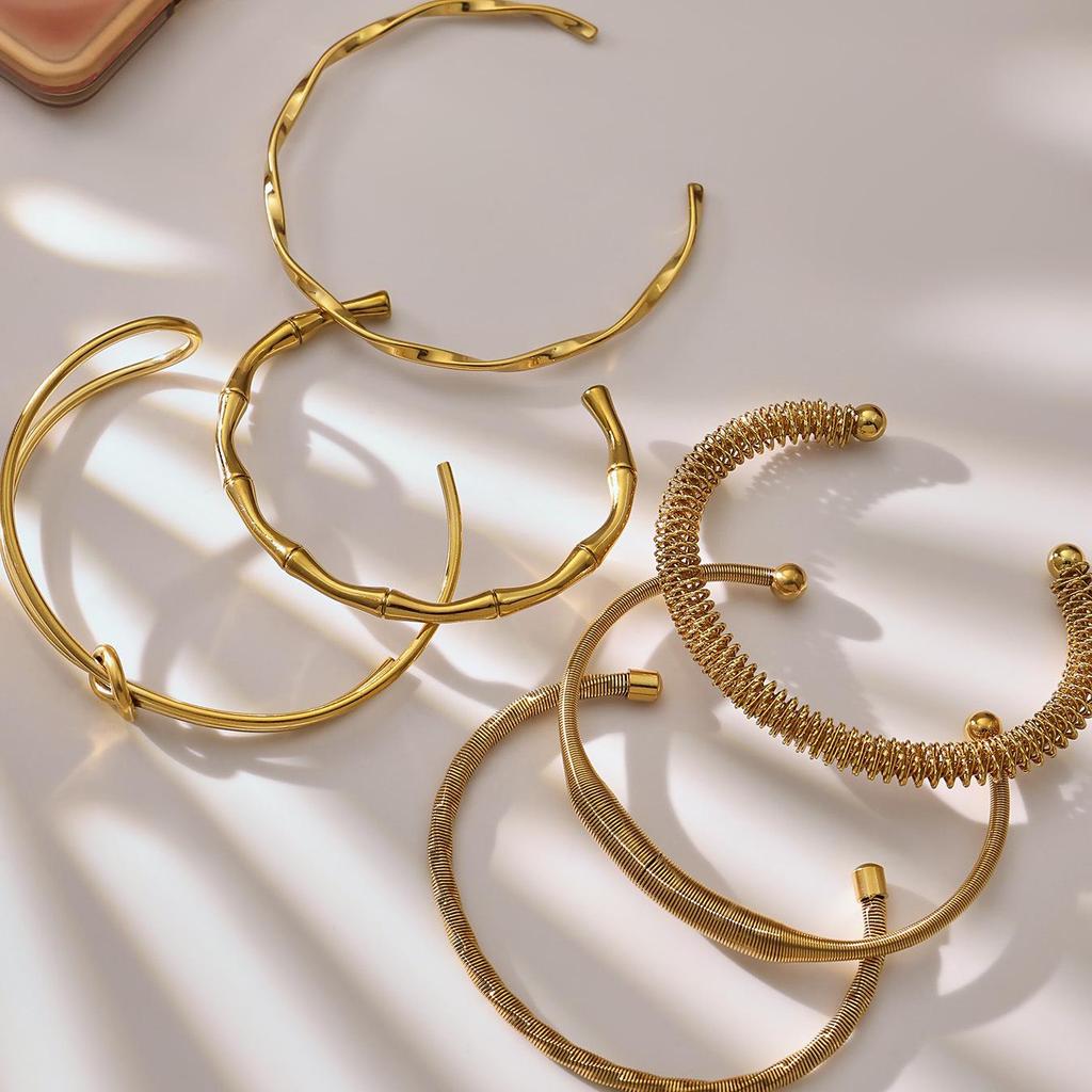 Stainless Steel Bamboo Joint Openable Bracelet - Unique European & American Design, High-Quality Texture