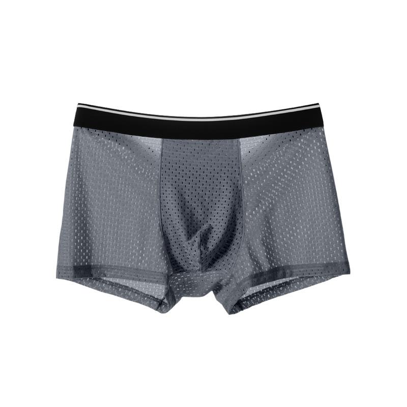 Summer Ice Silk Boxers Mens Underwear U Convex Boxer Men Mesh Seamless Shorts Pants Size L-5XL