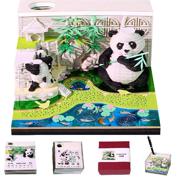 3D Calendar 2026, Time Piece Calendar 2026, Tear-Away 3D Paper Art Notepad With LED Lights, Creative DIY Paper Carving Memo Pad, Perfect for Home or