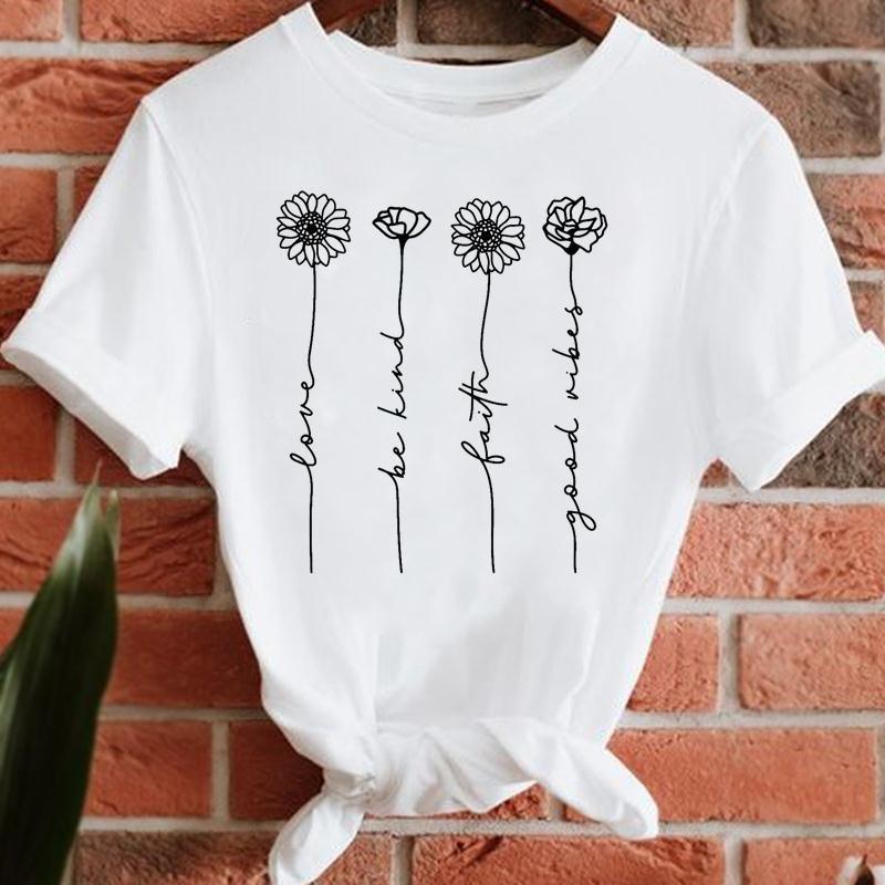 

Womens Casual Short Sleeve Graphic Tshirt Summer Fashion Flower Print 90s Style Top for Women Modal fabric Plants flowers 4XL