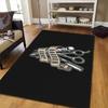 Flannel Printed Barber Shop Rug Black White Design Barbershop Theme Decor Soft Floor Mat For Salon Stylist Home Office And Man