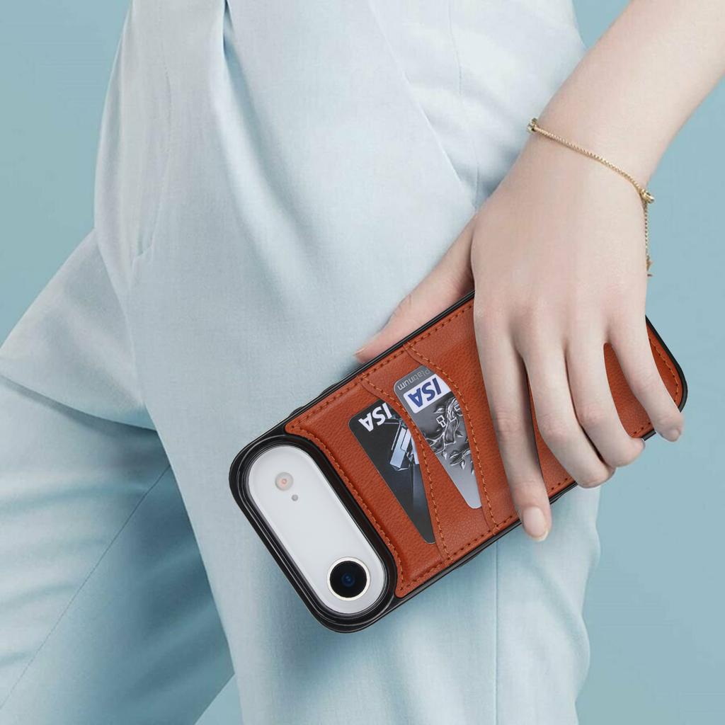 Luksusowe pionowe etui na telefon z miejscem na karty do iPhone 17 Pro Max 16 Plus 15 14 13 12 11 Odporne na wstrząsy Osłona chroniąca ekran i aparat