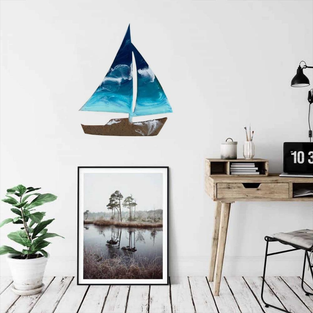 1pc Ocean-Inspired Metal Sailboat Wall Art - Decor for Kids' Rooms, Beach Homes, Home Gifts