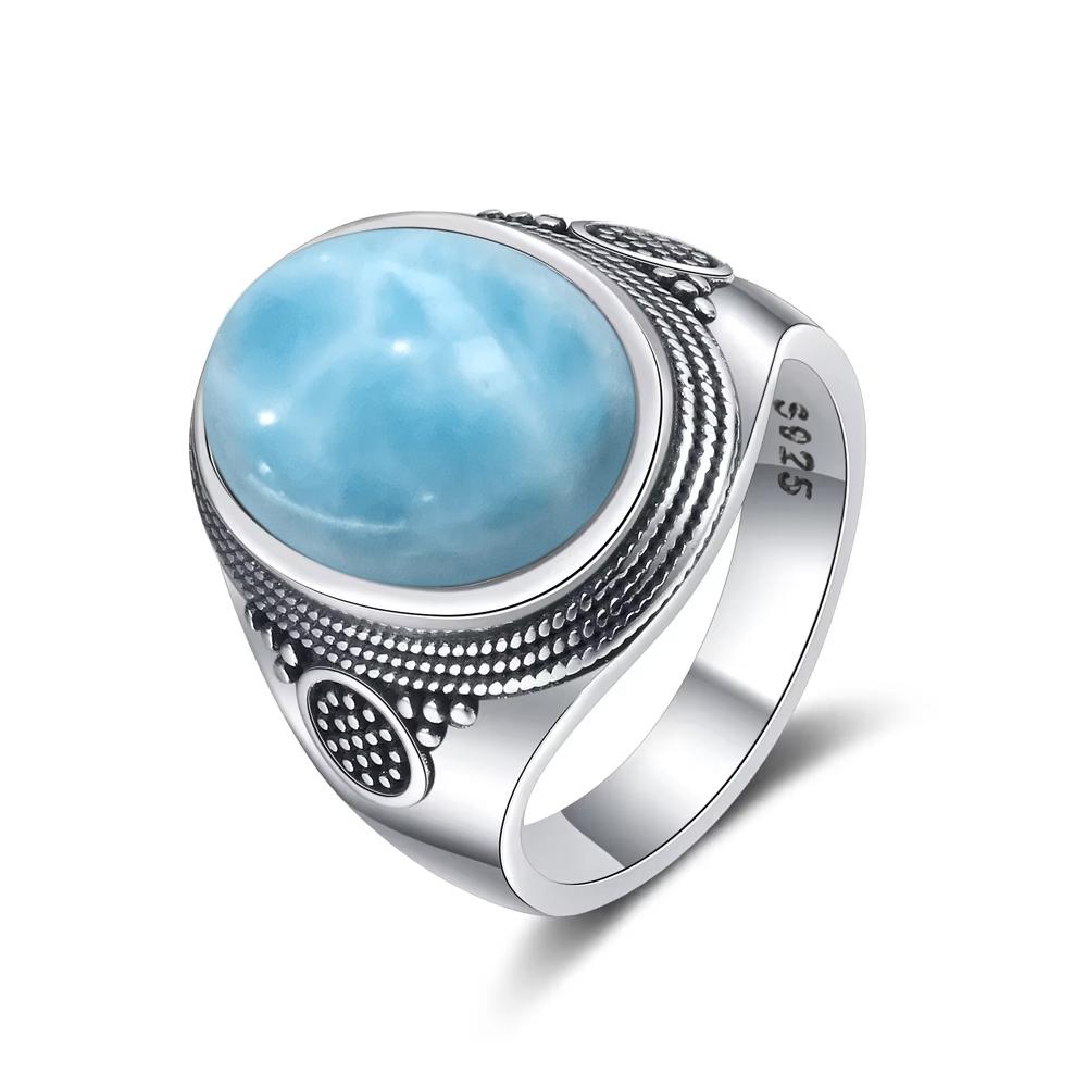 Vintage 925 Silver Ring Natural Moonstone Ring 10*14mm Oval Large Stone Retro Silver Fine Jewelry Gift For Women Men