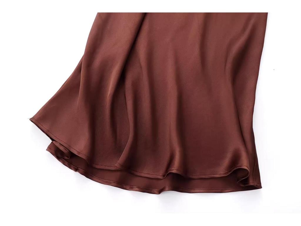 Vestido de Satén de Seda Europeo y Americano para Mujer, Delgado, sin Espalda