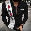 Men's Geometric Pattern Printed Long Sleeve Shirts Casual Cardigan New Button Holiday Fashion Shirts