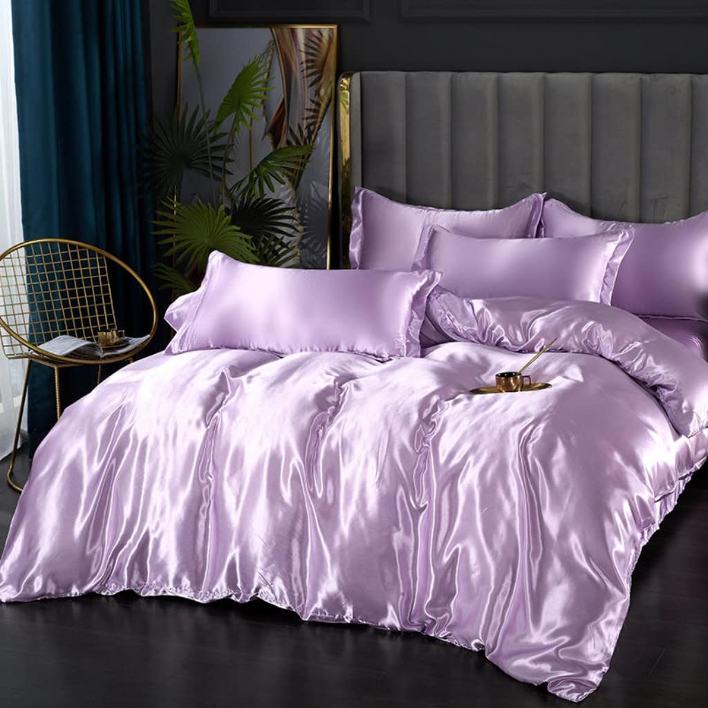 Satin Bedding Set King Wine Red Silk Like Satin Duvet Cover Set Luxury Soft Burgundy Comforter Cover Adults Bedroom Decor Chic Luxurious Sil