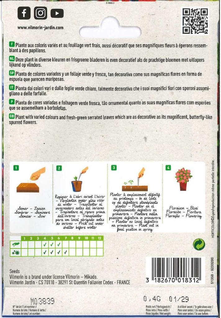 Pestrobarevná semena kolumbiny obrovské