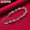 925 Sterling Silver Square AAA Zircon Chain Bracelet Jewelry