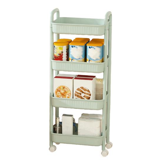 Küchenwagen Lebensmittelgeeigneter Kunststoff 2/3/4-stöckiger Aufbewahrungswagen mit leisen Rädern Schlankes Design Snacks Apartment Aufbewahrungswagen Universalwagen