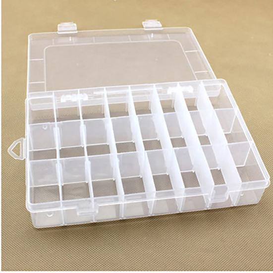 Storage Box Large Capacity Transparent PP Home 24 Grids Dividers Box for Crafts