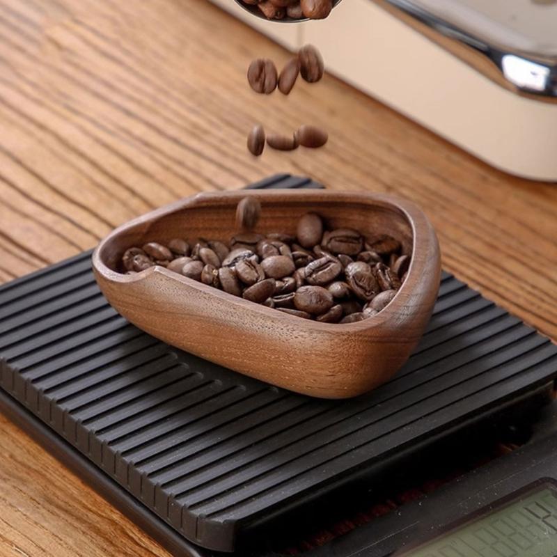 Wood Coffee Bean Tray Coffee Bean Weighting Tray Wood Measuring Tool Wood Coffee Bean Dispenser for Coffee Brewing