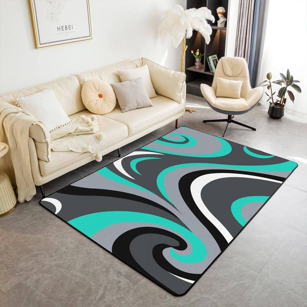 Erosebridal Pink Grey Black Abstract Area Rug 3x5 Geometric Spiral Modern Rug for Bedroom Living Room Abstract Stripe Ombre Fluid Carpet Dec