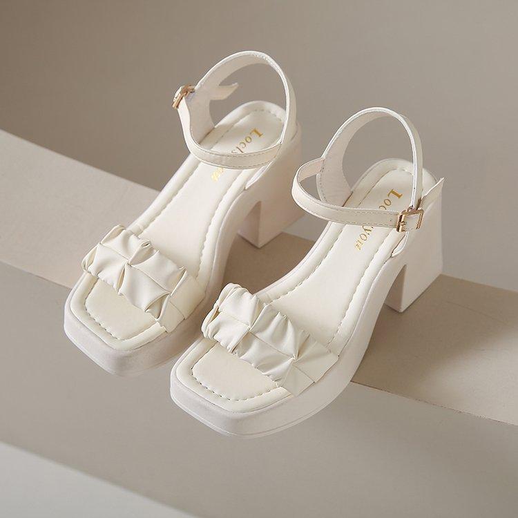 High-heeled sandals women's new summer outer wear one-word with thick heel open-toe fashion sandals
