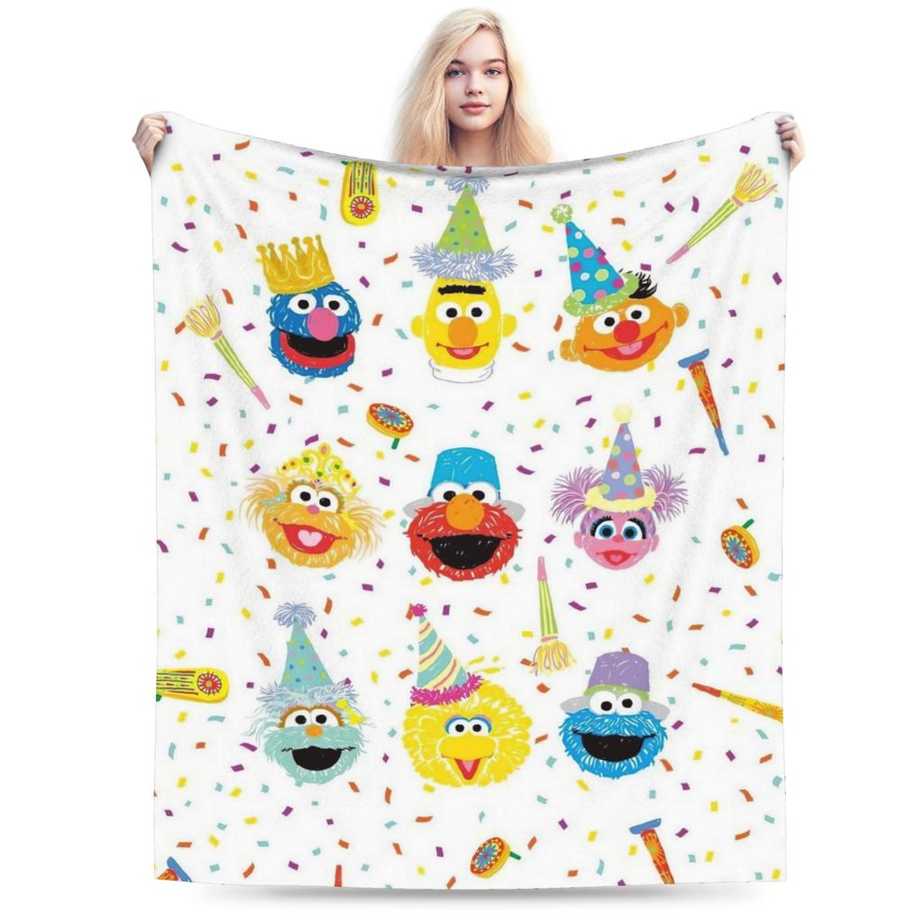 Cookie Monsters Cartoon  Blanket Fleece Decoration Sesame Street SesameStreet Soft Throw Blanket for Sofa Car Plush Thin Quilt