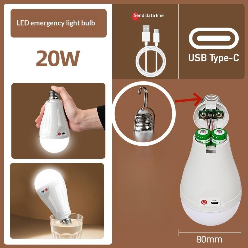 

1 Set 15/20W Battery Powered E27 Led Light Bulbs With Hook For Emergency Light Usb Rechargeable Light Bulb