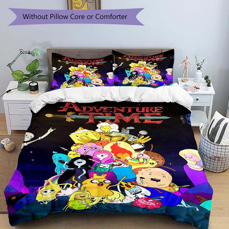 3Pcs Adventure Time Characters Bedding Set Soft Fabric Duvet Cover Pillowcases Home Christmas Xmas Halloween Gift 1 Duvet Cover 2 Pillowcase G1190