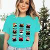 Merry Christmas Cat Classic Tshirt Santa Cat Lover Gift for Christmas Crew Neck Womens Clothing Festive Short Sleeve Tshirts