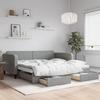 VidaXL Daybed with Trundle and Drawers Light Grey 100x200 Cm Fabric 3196857
