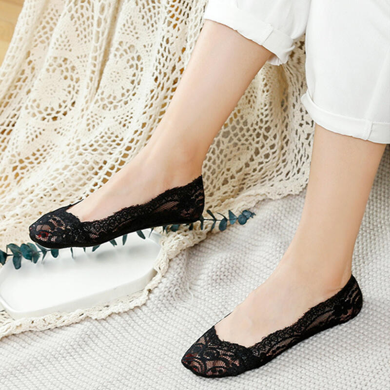10 Pairs of Women's Lace Full Silicone Cotton Socks