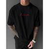 Sketch Anatomical Heart Graphic Shirt Grunge Red Stroke Back Print Loose Collared Casual Long Sleeve Top