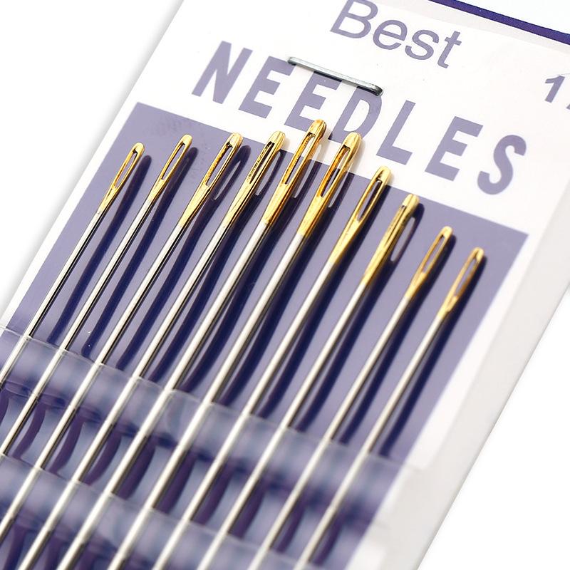 Needle Quilt Needle Large Hole Needle Cross Stitch Needle Sewing Needle Handmade Gold Tail Hand Sewing Needle No Penetration Sewing Box Needle Box