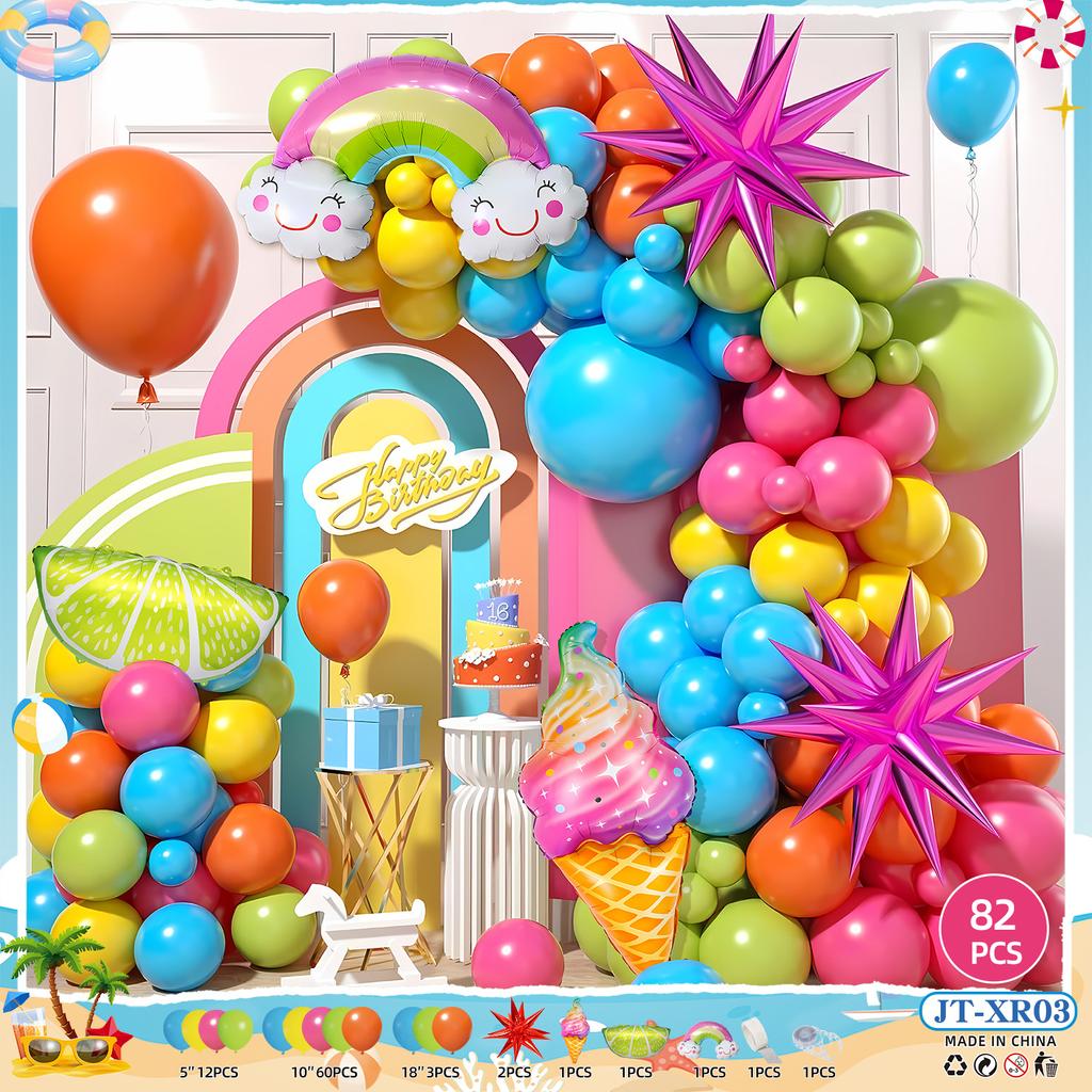 Hawaiian Balloon Set Wreath Summer Pool Party Pineapple Balloon Hawaiian Party Outdoor Outfit