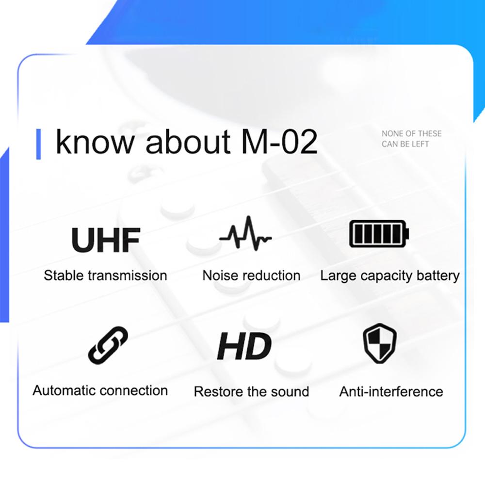 Wireless Guitar System Rechargeable Guitar Transmitter Receiver Set UHF Adjustable Volume for 6.35mm and 3.5mm Guitar