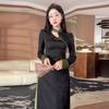 Plus Size Chinese Style Dark Jacquard Spring 2025 Retro Long Dress