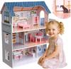 Happy Kiddo Dollhouse Wooden Large LED Lighting Furniture Multi-level