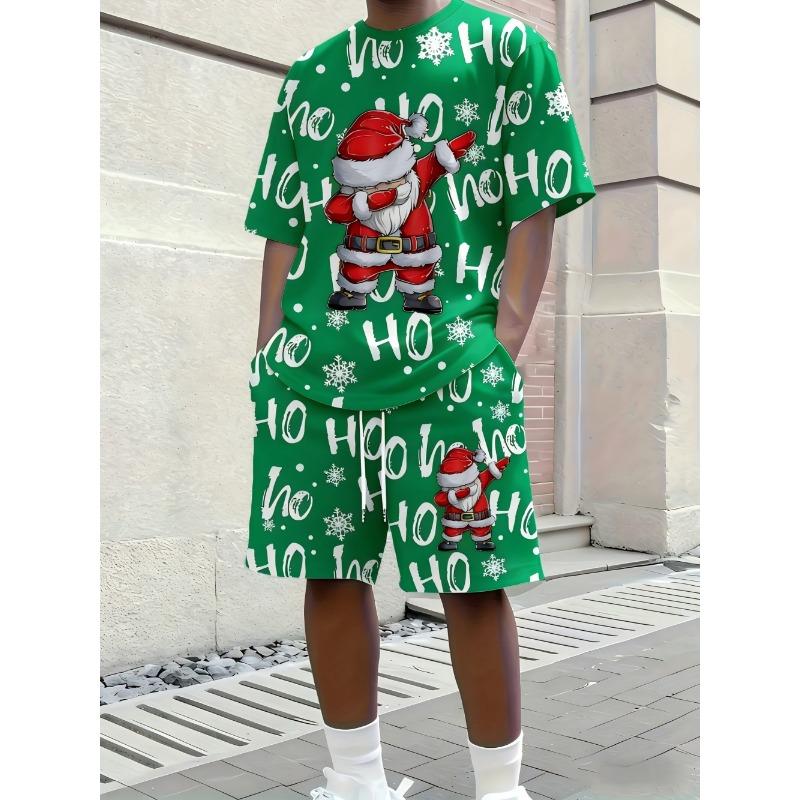 American Summer Men's Santa Claus Printed Comfortable Breathable Round